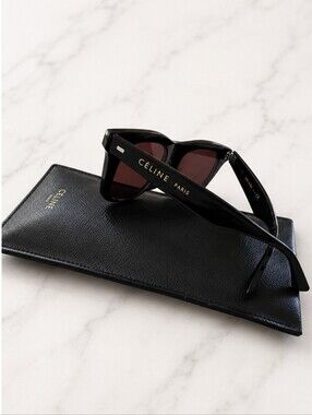Celine Black Gloss Cat-Eye Sunglasses with Black Logo Case